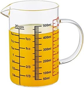 Ackers BORO3.3 Glass Measuring Cup-[Insulated handle | V-Shaped Spout]-Made of High Borosilicate Glass Measuring Cup for Kitchen or Restaurant, Easy to Read, 500 ML (16 Oz, 2 Cup)