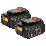 2-Pack Power Elektro DCB184 18V 5.0Ah Replacement XJ Battery Compatible with Dewalt DCB200 DCB180 DCB181 DCB182 DCB201 DCB200-2 Lithium Ion Battery 18 Volt MAX XR Tools