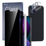 TOCOL [2+2 Pack] Compatible for iPhone 13 Mini 5.4'' - 2 Pack Privacy Tempered Glass Screen Protector & 2 Pack Camera Lens Protector, Bubble Free, Case Friendly, Installation Frame, [Anti-Spy]