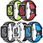 Dirrelo 5 Pack Sport Straps Compatible with Apple Watch Strap 44mm 45mm 46mm 49mm 42mm for Men, Soft Breathable Silicone Wristband for iWatch Series 10 9 8 7 6 5 4 3 2 1 SE Ultra 2, Dark Colour A, L