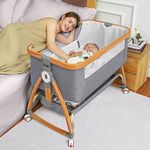 Mereryi Baby Bassinets,Bedside Sleeper for Baby,Bassinet Bedside Sleeper with Wheels,Storage Basket,Mosquito Nets,Easy to Assemble Bassinet for Newborn/Infant,Adjustable Bedside Crib,Portable Baby Bed