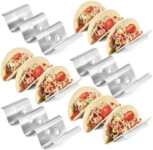 Mini Taco Holders Set of 6 Stainless Steel Taco Holder for Kids Taco Night - Premium Easy To Use and Clean Taco Stand For 3 Soft Hard Shell Tacos - Perforated with Bear Paw