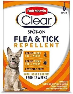 Bob Martin Clear Flea & Tick Spot On Repellent Treatment for Small Dogs and Puppies, 4 Week Protection