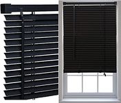 Optimal Products PVC Window Venetian Blinds Strong Trimmable Easy Fit Child Safe Home Office Blind Black Cream White Silver Teak And Natural (Black, 45 x 150 cm)