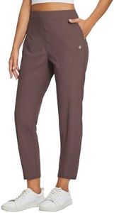 baleaf Womens Golf Pants Stretch with Zipper Pockets Petite Ankle Travel Dress Work Business Casual Slacks Dark Brown XS