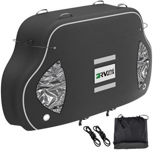 RVINGPRO Bike Cover for Transport on Rack - Bike Cover for 1 Bike on Rear Bike Rack, 600D Oxford Bicycle Cover Waterproof Outdoor Storage or Transportation for RV/ SUVS, with 2 Bungee Cords (L)