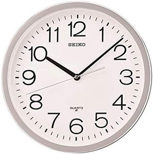 SEIKO QXA014SLH Classic Numbered Wall Clock with Quiet Sweep, Silver