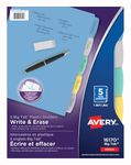 AVERY Big Tab Write & Erase Dividers, Durable Plastic, 5 tabs, Multi-Colour, 1 Set, (16170)