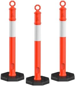 RoadHero 45 Inch 3 Pack Delineator Post with Base, Orange Traffic Delineator Posts Cones with Reflective Collars for Parking Lots, Road Safety, Construction Events