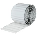 KOL 20FT Wide-Corrugated Galvanized Steel Garden Edging - 10" H Bendable Sturdy Landscape Lawn Edging - Flexible Metal Long Strips of Garden Border Fence for Raised Bed Tree Surrounds Yard - White