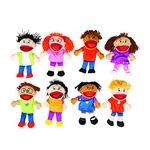 Fun Express Plush Happy Kids Hand Puppets Multi Ethnic Collection Novelty (Set Of 8)