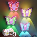 LOFTEK Rechargeable Night Light, Motion Sensor Night Light, RGB Dimmable Night Light, Stick-On Light for Wall, Stair, Bathroom, Hallway, Cabinet, Kid's Bedroom, Girl's Room Decor, Gifts, Purple of 4