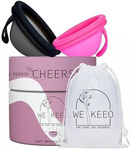 WE KEEO Reusable Menstrual Discs - 100% Medical-Grade Silicone Period Disc -Leak-Free 12-Hour Comfort - Eco-Friendly Tampon Disc Pad & Cup Alternative (Dark Pink & Black)
