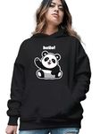 LIULA Corporation Color Hello Panda Lavender Latest Printed Stylish Casual Trendy Best Winter Fleece Regular Fit Jacket Hoodies for Women and Girl (X_Large, Black)