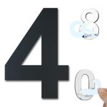 Ywonoby House Numbers - 3 Inch Self Adhesive Metal Stainless Steel Door Numbers Stickers for House Mailbox Apartment Hotel Courtyard - Black(4)