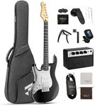 Fesley Left-Handed Electric Guitar: 39" Full Size Beginner Electric Guitar Kit, HSS Pickup, Solid Body Guitar Starter Set with Amplifier, Bag, Strap, String, Cable, FST100L, Black
