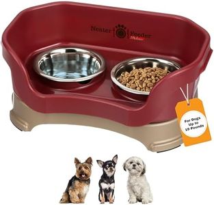 Neater Feeder Deluxe Small Mess Proof Feeder for Small Dogs & Cats, 1-1/2 Cup Food & 2-1/4 Cup Water Stainless Steel Bowls, Elevated, No Spill, Non-Tip, Non-Slip. Made in USA