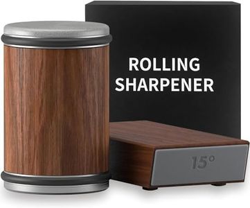 FLEAGE Tumbler Rolling Knife Sharpener, 15-20 Degree Sharpening, Roller Knife Sharpener with Diamonds and Ceramic Discs,Knife Sharpening with 400& 1000 Grit Discs, Brown