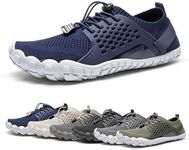 NORTIV 8 Mens Lightweight Barefoot Aqua Water Shoes for Outdoor Sports, Swim, Fishing, Hiking, Diving, Surf Walking, Dark/Blue - 7.5 (TREKMAN-2)