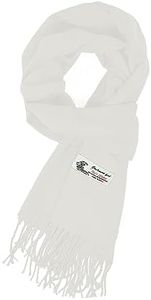 Glory Max Unisex Plain Solid Color Winter Scarf Cashmere Feel Soft Classic 72"x12" (White)