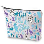 ZJXHPO Freezing Movie Cosmetic Bag Let It Flow Elsa Princess Makeup Bag with Zipper Anna Olaf Toiletry Bag Winter Themed Gift (C-Let It Flow)