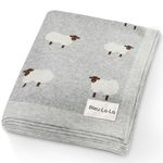 Bleu La La Knit Baby Swaddle Blanket - 100% Cotton Soft Cozy Lightweight Unisex Receiving Swaddling Crib Stroller Quilt Blanket for Shower Gift Registry for Newborns Infants & Toddlers (Sheep - Grey)