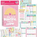 Teacher Planner 2025-2026 – Pink Undated Lesson Planner Book with Stickers, Monthly & Weekly Pages, Student & Substitute Info – Homeschool & Classroom Organizer