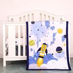 Baby Bees 3 Pieces Space Crib Bedding Sets for Boys and Girls | Baby Bedding Set of Crib Fitted Sheet, Quilt for Standard Size Crib