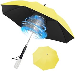 Oviora Rechargeable Umbrella with Fan - 3-in-1 Handheld Cooling System, Build in Mist Spray, UV Protection, Full-Body Coverage for Beach, Golf, Festivals, and Outdoor Activities (Yellow)