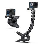 Sametop Jaws Flex Clamp Mount with Adjustable Gooseneck Compatible with GoPro Hero 12, 11, 10, 9, 8, 7, 6, 5, 4, Session, 3+, 3, 2, 1, Hero (2018), Fusion, Max, DJI Osmo Action Cameras