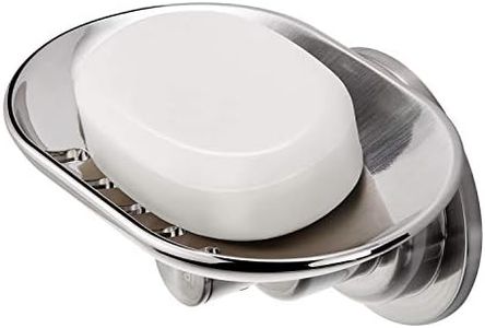 JiePai Suction Cup Soap Dish-Elegant Suction Cup Soap Holder-Super Powerful Vacuum Suction Towel Bar for Bathroom & Kitchen,Bronze&Chrome Suction Soap Dish-Brushed Nickel