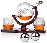 Gifts for Men Dad, Whiskey Decanter Globe Set with Ball & Glasses, Anniversary Birthday Gifts for Him Husband Boyfriend Brother, Unique Christmas Gifts for Bourbon Scotch Liquor Vodka, Cool Stuff