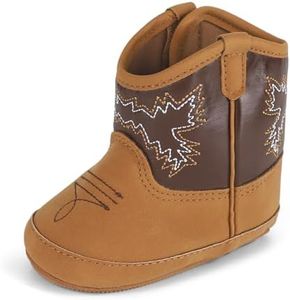 MK MATT KEELY Leather Western Boots Cowboy Bootie Soft Sole Non-Slip Crib Shoes for Baby Infant Toddler Girls Boys Newborn