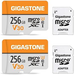 Gigastone 256GB 2-Pack Micro SD Card, 4K UHD Video, Surveillance Security Cam Action Camera Drone Professional, 100MB/s Micro SDXC UHS-I A1 Class 10
