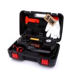 Trihelper Electric Car Jack 5 Ton 12V Floor Jack Hydraulic Jack Stand Car Lift Jack with Integrated Tire Pump for SUV Truck Sedan Vehicle Roadside Emergency Tire Change