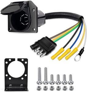 Nilight 4-Way Flat to 7-Way Round RV Blade Trailer Adapter Reverse Plug with mounting Bracket