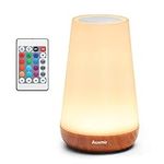 Auxmir Night Light, LED Touch Bedside Table Lamp, Remote Control Dimmable Light with RGB Color Changing, USB Rechargeable, Portable Lamp for Bedroom, Living Room, Camping