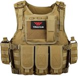 YAKEDA Outdoor Tactical Airsoft Vest Adjustable Fit Adult (Tan)