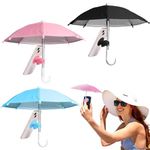 Asphodelia 3PCS Cell Phone Umbrella,Outdoor Phone Umbrella Multifunctional Cute Phone Shade Umbrella with Piggy Suction Cup Phone Holder for Outdoor Traveling