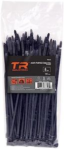 TR Industrial Multi-Purpose UV Resistant Black Cable Ties, 8 inches, 100 Pack