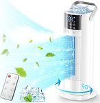 Tower Fan - 90° Oscillating Portable Air Conditioner with Remote, 16" Evaporative Air Cooler with 4 Wind Speeds/Digital Touch Screen/Cool Mist/2-10H Timer - Cooling fan Air Conditioner for Room Office