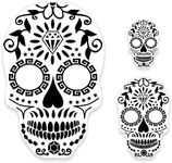 Custom Shop Airbrush Sugar Skull Day of The Dead Stencil Set (Skull Design #13 in 3 Scale Sizes) - Laser Cut Reusable Templates