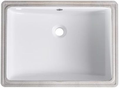 Homfan Undermount Bathroom Sink Rectangular, 20'' x 15''Vessel Sink White Porcelain Rectrangle Undermount Bathroom Sink White Ceramic Lavatory Vanity Vessel Sink with Overflow