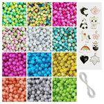 REGLET 10 Pcs of Metal Charms & 210 Pcs Marble + 210 Pcs Sparkle Glass Beads for Jewellery Making Kit - Bead Craft - Glass Beads for Bracelet Making Kit - Size 8 mm - 300 Grams - 5a