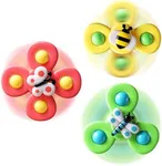 ALASOU 3PCS Suction Cup Spinner Toys for 1 Year Old Boy Girl|Novelty Spinning Tops Toddler Toys Age 1-2|Sensory Baby Toys for Toddlers 1-3|12 18 Months Boy Birthday Gift for Infant