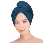 YoulerTex Microfibre Hair Towel Wrap: Large Hair Turban for Long Curly Wet Hair Super Absorbent Anti-Frizz Rapid Head Drying Microfiber Towel for Women Girls Plopping Towelling (Haze Blue)