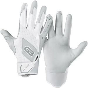Grip Boost Loaded Baseball Batting Gloves with Boost Plus Leather - Adult Sizes (White, Large)