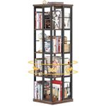 Aheaplus Rotating Bookshelf, Corner Bookshelf, 360 Display Wood Spinning Bookshelf, Floor Standing Bookcase Narrow Shelf Revolving Organizer Storage Rack for Small Space, Bedroom, Study Room