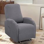 LiveGo Recliner Cover 4-Pieces Lazy Boy Recliner Covers 1 Seater Couch Protector Soft Furniture Covers with Elastic Chair Covers Jacquard Pattern Protector Prevent wear and pet Hair (Gray), Grey