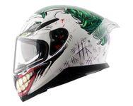 Axor Apex Dc Joker ISI ECE DOT Certified Full Face Dual Visor Helmet for Men and Women with Pinlock Fitted Outer Clear Visor and Inner Smoke Sun Visor (with Extra Irridium Blue Visor) White Green(M)